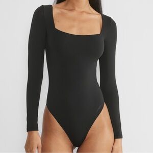 ARITZIA black Contour Squareneck Longsleeve Bodysuit